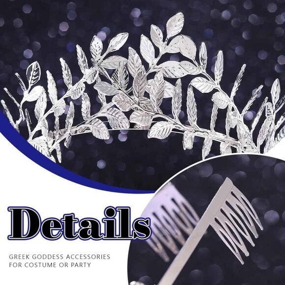 Women's Silver Greek Goddess Headband Accessories Gold Leaf Crown Elegant - Picture 6 of 6